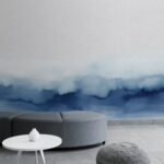 Papel de parede Aguarela azul e branca