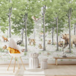 Papel de parede Grupo de animais numa floresta