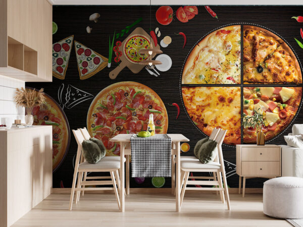 Deliciosa variedade de fatias de pizza Papel de parede Deliciosa variedade de fatias de pizza