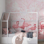 Papel de parede Grupo de flamingos cor-de-rosa