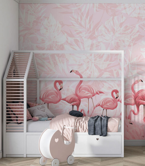 Grupo de flamingos cor-de-rosa Papel de parede Grupo de flamingos cor-de-rosa