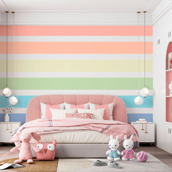 Riscas pastel do arco-íris em harmonia Papel de parede Riscas pastel do arco-íris em harmonia