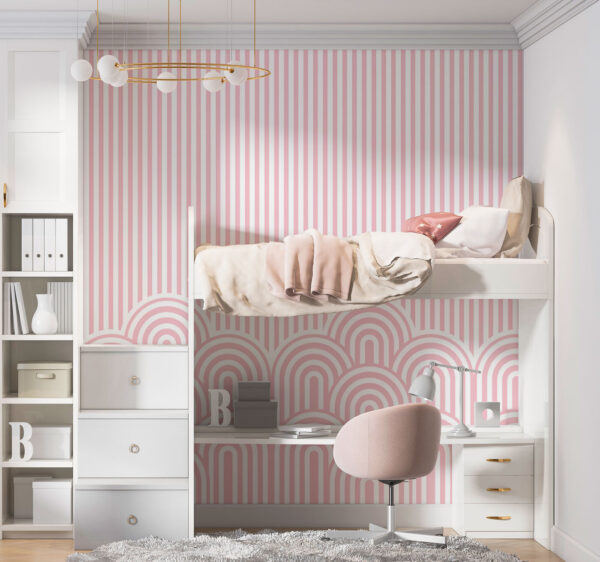 Padrão às riscas cor-de-rosa e brancas Papel de parede Padrão às riscas cor-de-rosa e brancas