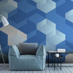 Papel de parede Cubo azul e branco