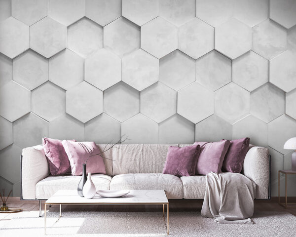 Hexágono branco sobre uma superfície branca Papel de parede Hexágono branco sobre uma superfície branca