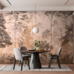 Papel de parede Floresta serena com tons suaves.