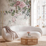 Papel de parede Padrão floral em tons pastel, design elegante.