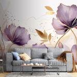 Papel de parede Flor roxa numa superfície branca