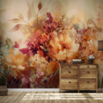 Papel de parede Fantasia floral em tons suaves.