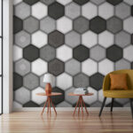 Papel de parede Hexágono cinzento com um fundo branco