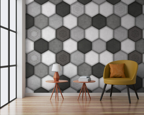 Hexágono cinzento com um fundo branco Papel de parede Hexágono cinzento com um fundo branco