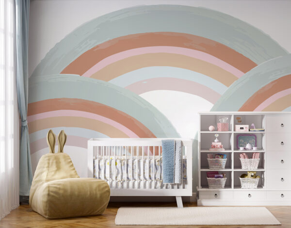 Arco-íris pintado sobre um fundo branco Papel de parede Arco-íris pintado sobre um fundo branco