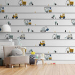 Papel de parede Trator amarelo com rodas pretas