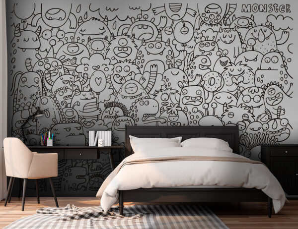 Desenho a preto de um rosto Papel de parede Desenho a preto de um rosto