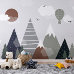 Papel de parede Círculo castanho com nuvens brancas