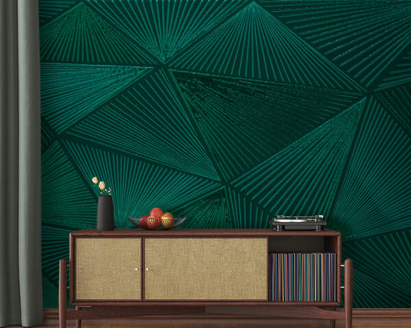 Mosaico verde com padrões geométricos Papel de parede Mosaico verde com padrões geométricos