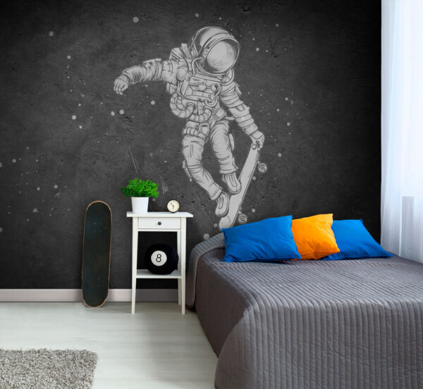 Astronauta a andar de skate no espaço Papel de parede Astronauta a andar de skate no espaço