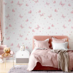 Papel de parede Borboleta cor-de-rosa com asas pretas