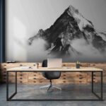 Papel de parede Montanha com neve e nuvens