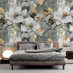 Papel de parede Flores delicadas com um toque artístico