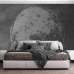Papel de parede Lua texturada com fundo nublado.