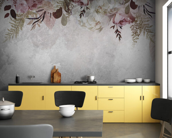 Elegância floral num fundo texturado Papel de parede Elegância floral num fundo texturado