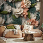 Papel de parede Design floral com pormenores intrincados.