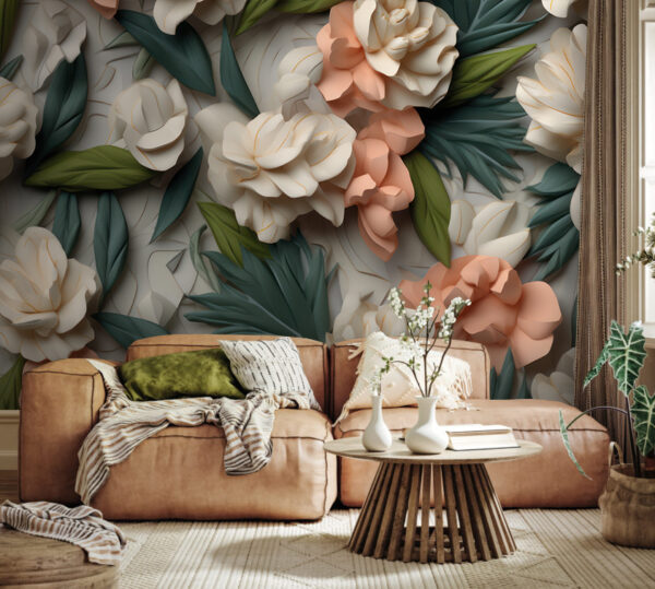 Design floral com pormenores intrincados Papel de parede Design floral com pormenores intrincados