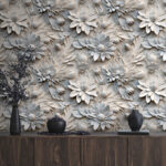 Papel de parede Desenho floral intrincado em tons suaves.