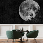 Papel de parede A lua a dissolver-se na noite estrelada.