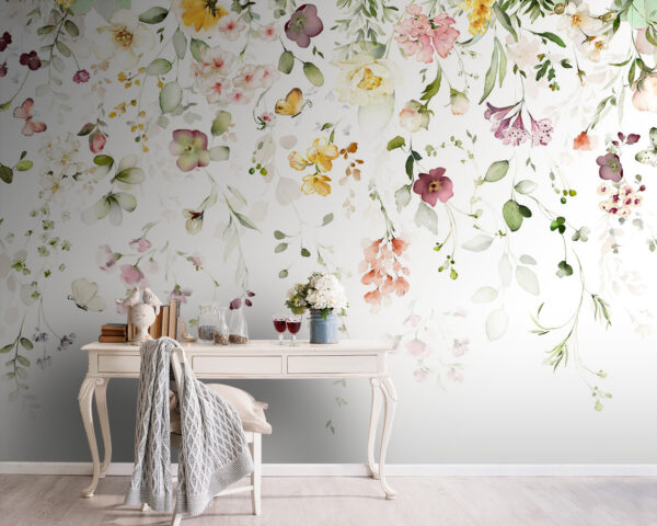 Flores em aguarela com uma elegância delicada Papel de parede Flores em aguarela com uma elegância delicada