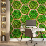 Papel de parede Padrão de plantas em hexágonos