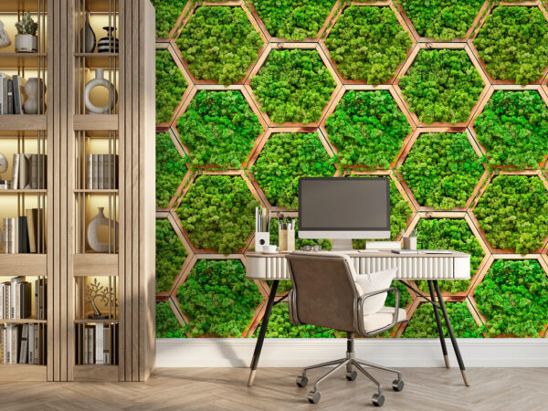 Padrão de plantas em hexágonos Papel de parede Padrão de plantas em hexágonos