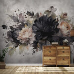 Papel de parede Pintura floral vintage em tons suaves.