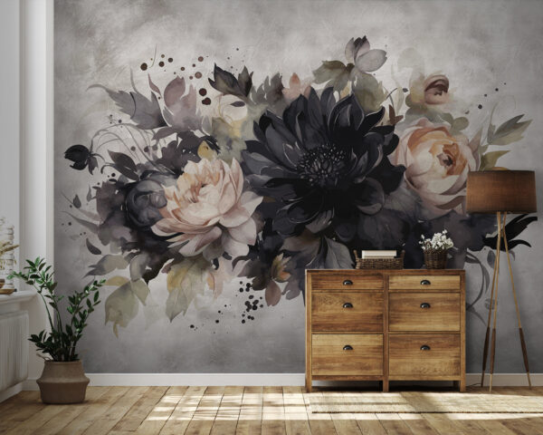 Pintura floral vintage em tons suaves Papel de parede Pintura floral vintage em tons suaves