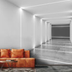 Papel de parede Corredor branco com luzes brilhantes