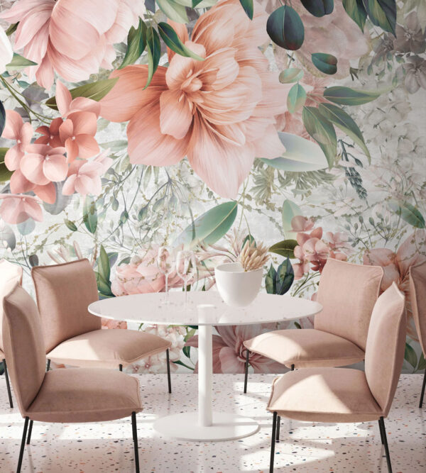 Paisagem de sonho floral em tons suaves Papel de parede Paisagem de sonho floral em tons suaves