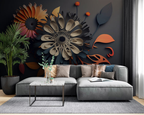 Flores de papel com pétalas vibrantes Papel de parede Flores de papel com pétalas vibrantes