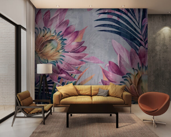 Obras de arte florais vibrantes com vibrações tropicais Papel de parede Obras de arte florais vibrantes com vibrações tropicais