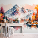 Papel de parede Pintura de uma árvore com folhas de laranjeira