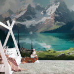 Papel de parede Lago com montanhas ao fundo