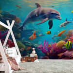Papel de parede Golfinho a nadar num recife de coral