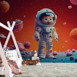 Papel de parede Personagem de desenhos animados com um fato espacial