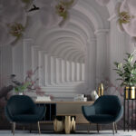 Papel de parede Arco elegante com flores a desabrochar