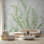 Papel de parede Padrão verde exuberante de folhas tropicais