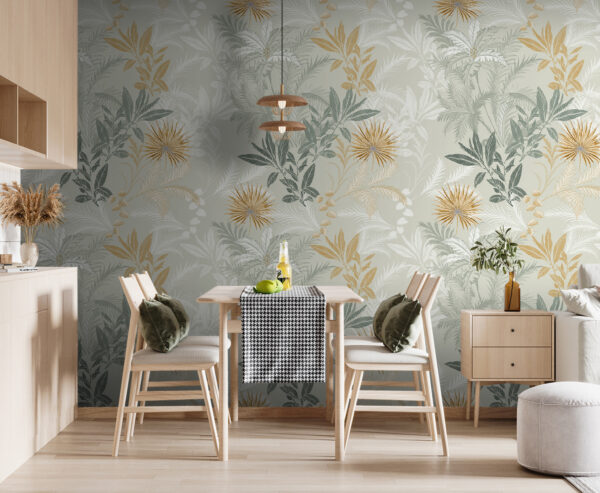 Padrão floral com folhas pormenorizadas Papel de parede Padrão floral com folhas pormenorizadas