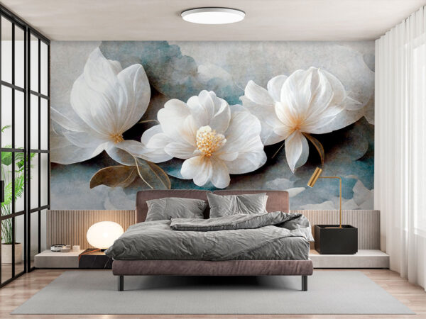 Papel de parede Delicadas flores brancas em flor (REF: u94397) Papel de parede Papel de parede Delicadas flores brancas em flor (REF: u94397)