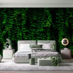 Papel de parede Fundo de parede com folhagem verde vibrante.