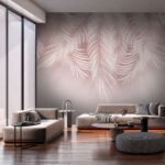 Papel de parede Folhas de palmeira suaves num fundo pastel.