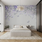 Papel de parede Sonhos florais com borboletas suaves.